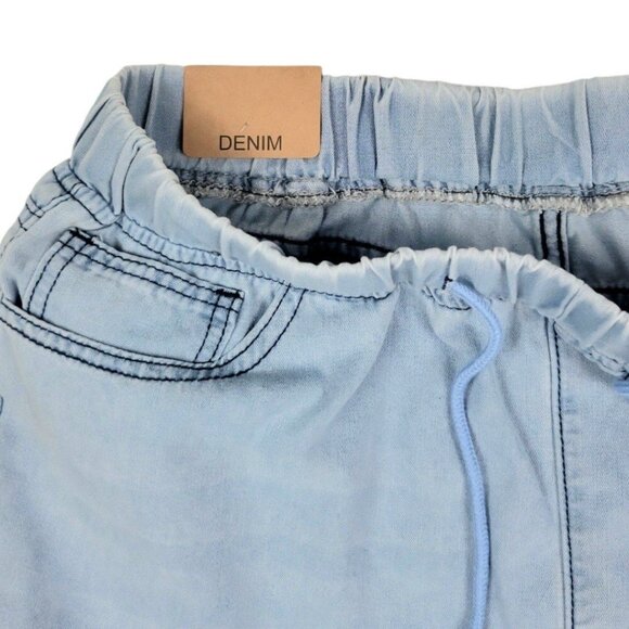 Womens XL comfy elastic tie waist wide leg relaxed light wash distressed jeans - Picture 11 of 11